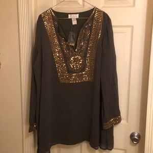 India style tunic top embroidered